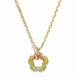 COACH Signature Rainbow Pavé Tea Rose Pendant Necklace
